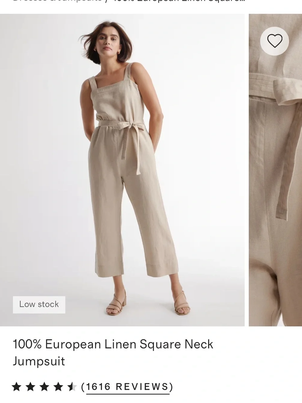 Quince Beige Linen Square Neck Jumpsuit